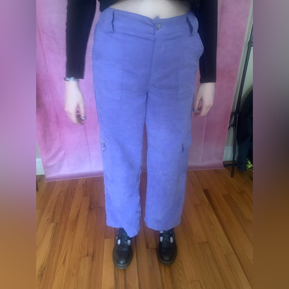 SHEIN Lavender Purple Corduroy Wide Leg Pants - Picture 5 of 7